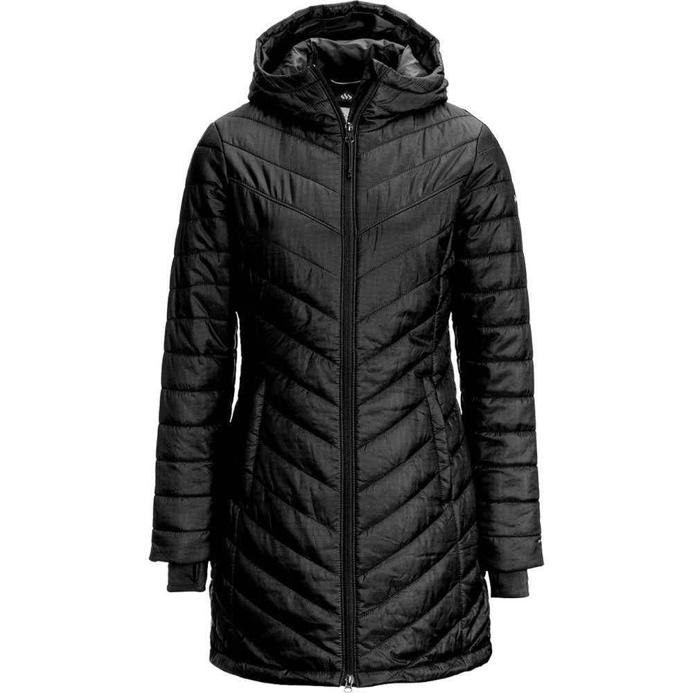 Columbia Black Morning Light Insulated Omni Heat Long Jacket Womens Size Medium